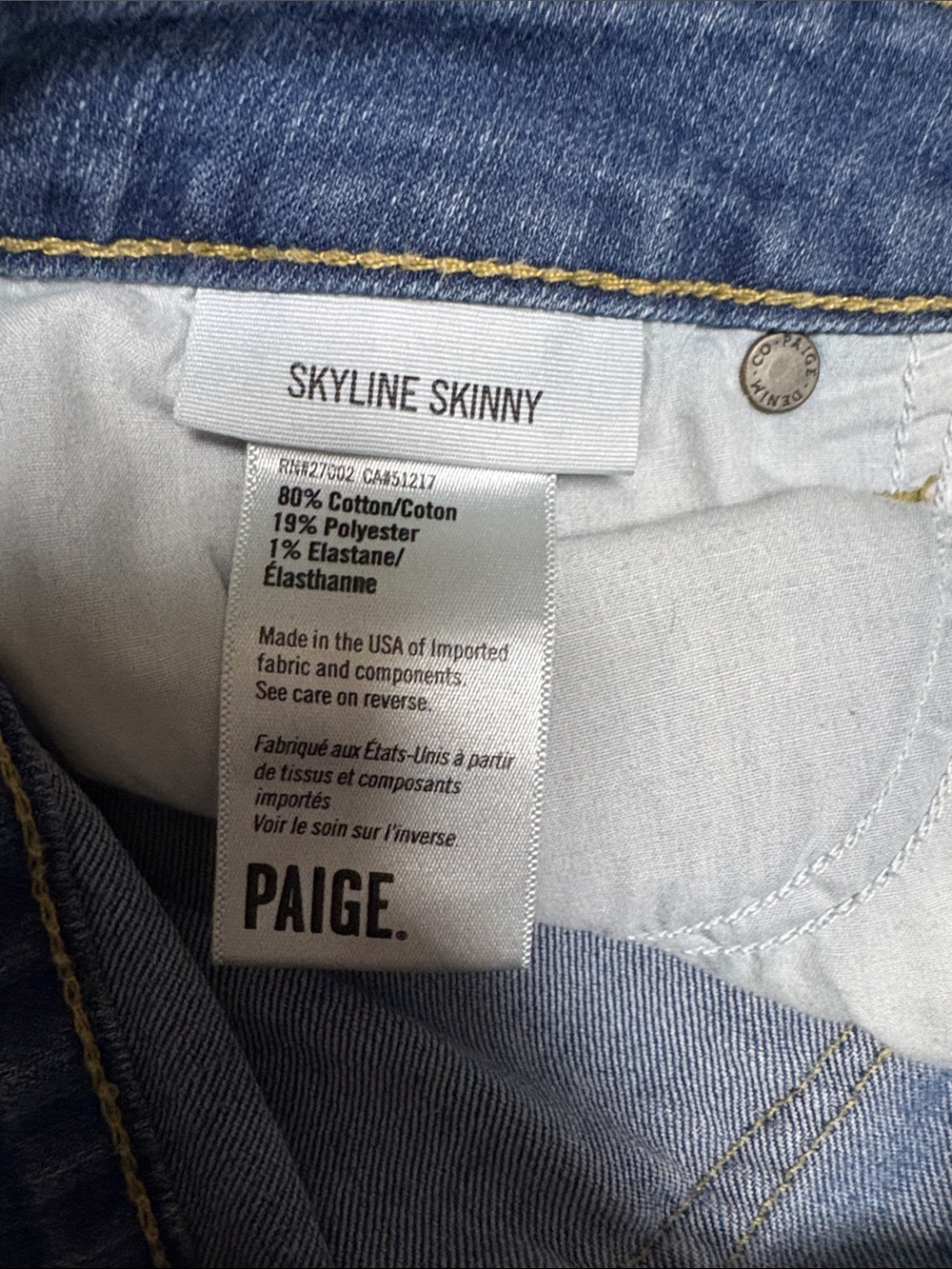 PAIGE Medium Blue Skyline Skinny Jeans - Picture 4 of 6